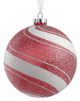 Glitter Candy Cane Swirl Ornament 4.75"