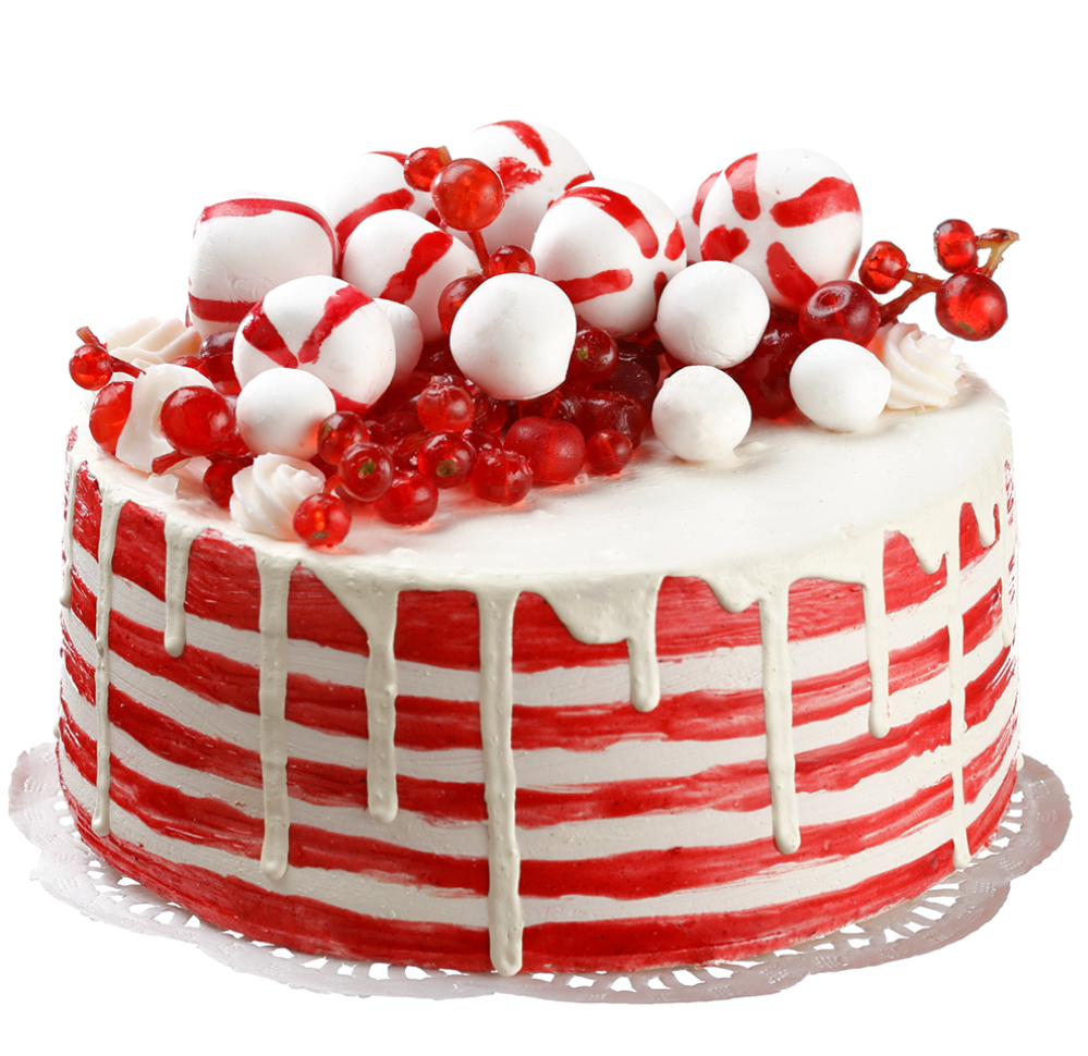 Red and White Christmas Cake Figurine 6"