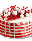 Red and White Christmas Cake Figurine 6"