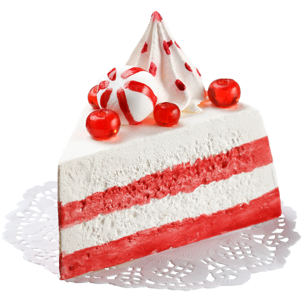 Red and White Christmas Cake Figurine