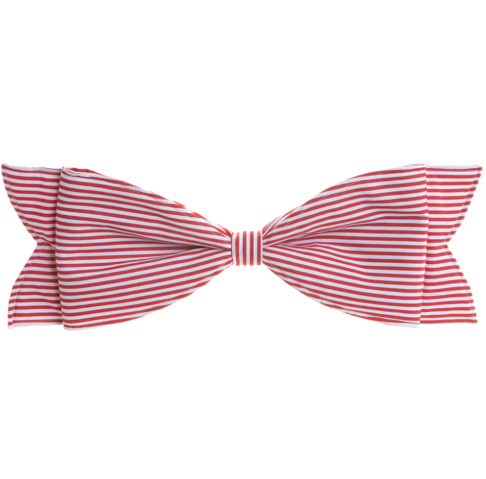 Red and White Striped Bow Tie Ornament