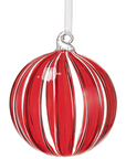 Red Striped Glass Ornament 4"