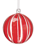 Red Striped Glass Ornament 5"