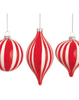 Candy-Striped Glass Ornament set of three