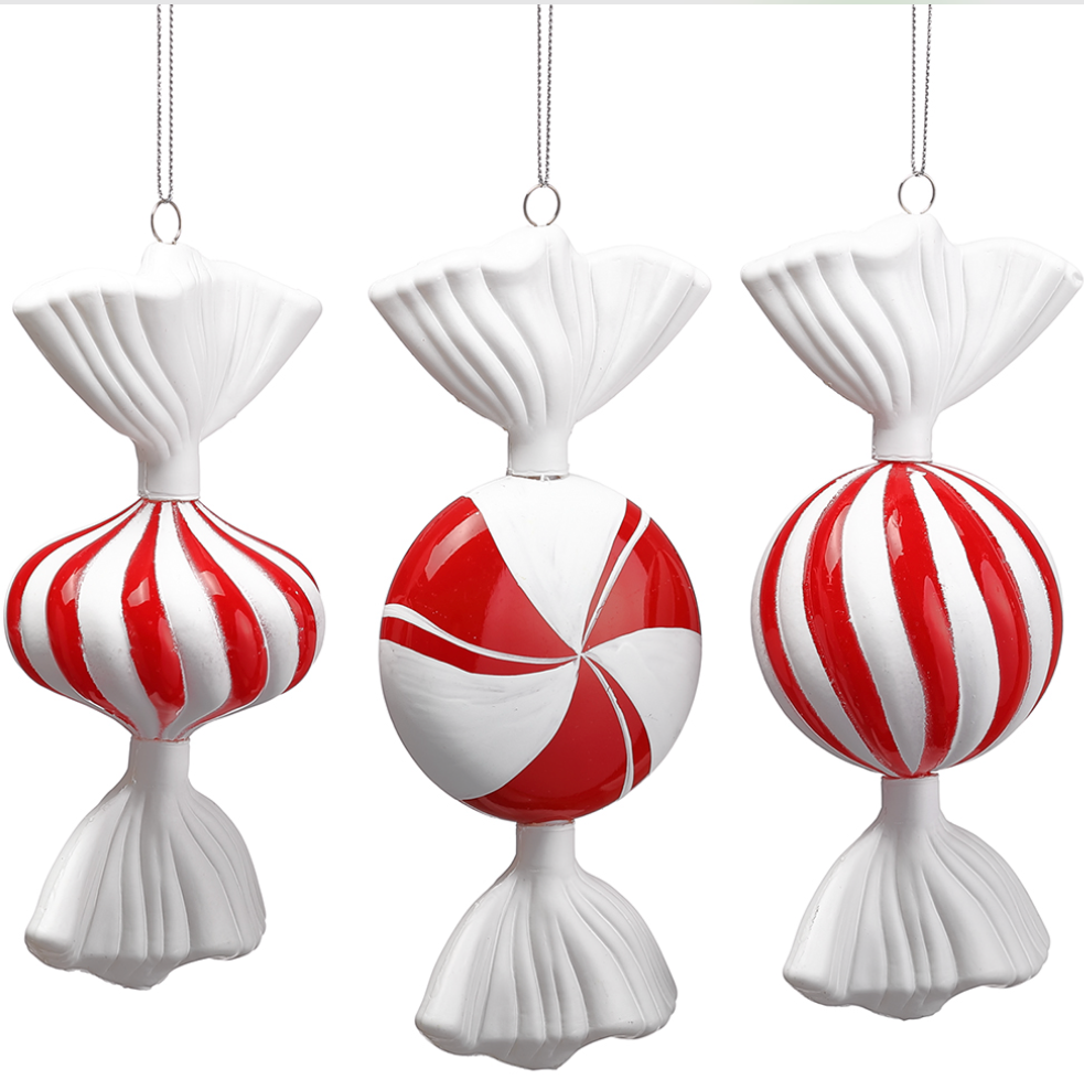 Peppermint Candy Ornament set of three
