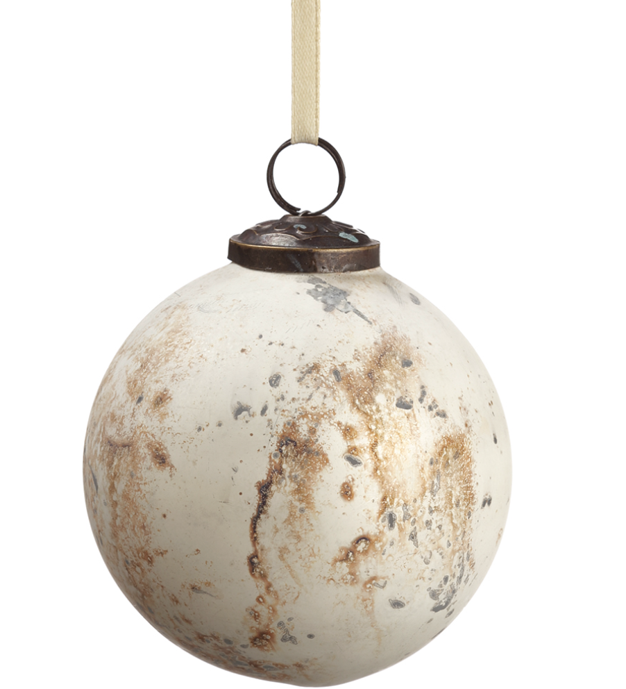 Distressed Glass Ornament 4"