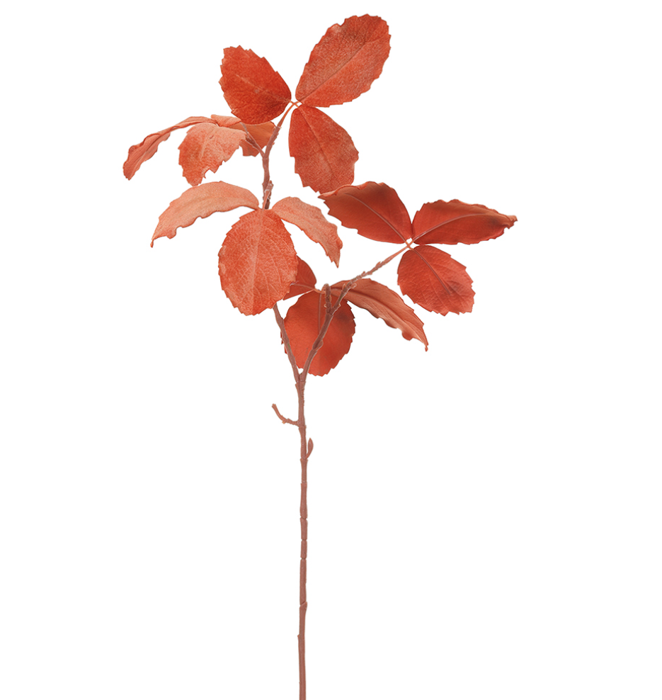 Faux Autumn Orange Leaf Spray