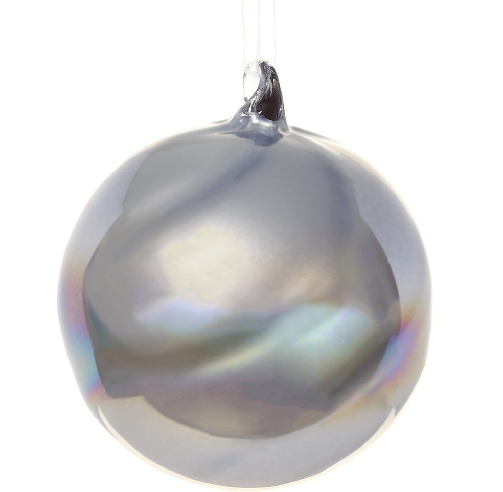 Muted-Silver Glass Ornament