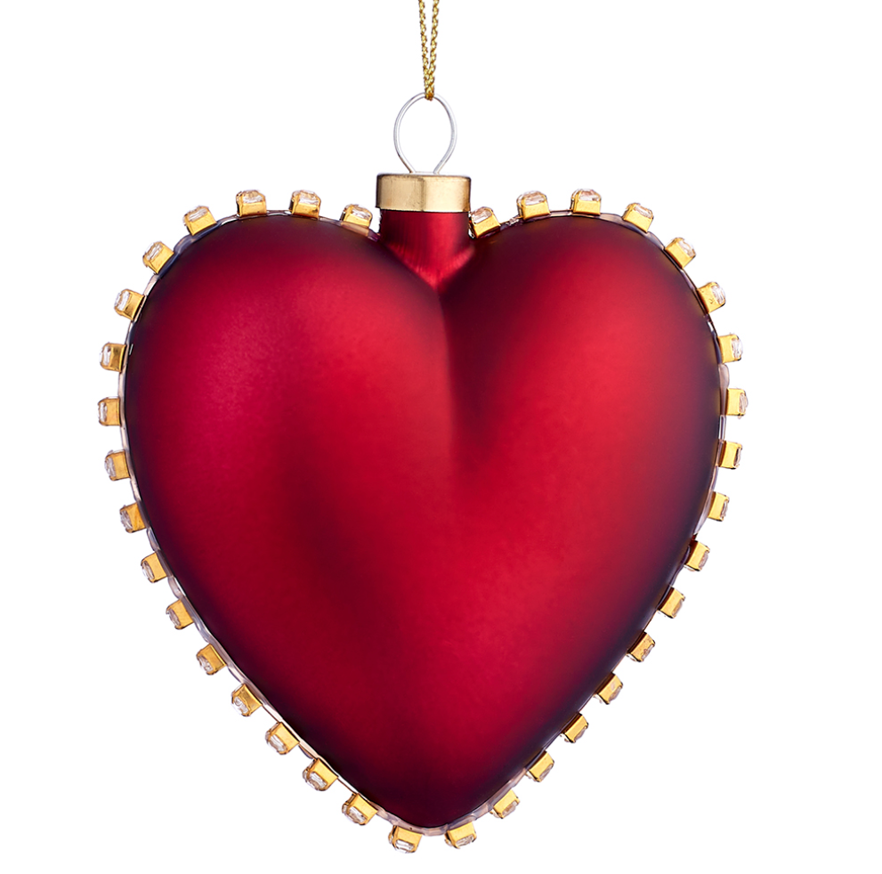 Glass Heart Ornament Red