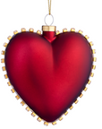 Glass Heart Ornament Red