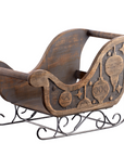 Carved Wooden Decorative Sleigh Small 7" H x 5" W x 10" L