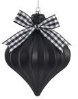 Black-Checked Bow Ornament Diamond 7"