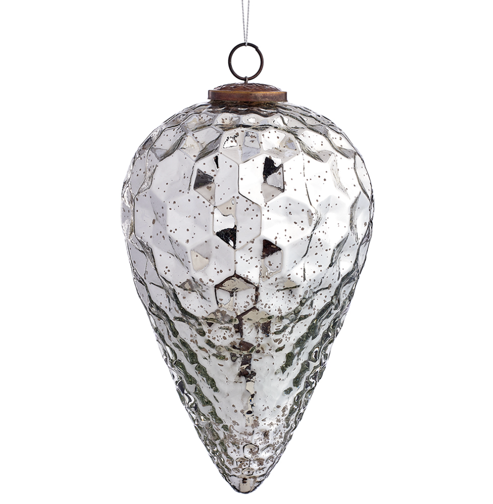 Silver Glass Finial Ornament