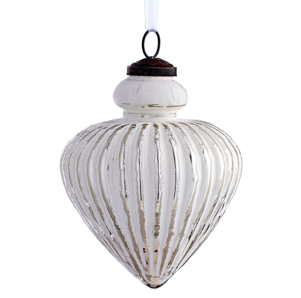 Frosted Glass and Gold Ornament Diamond 4.72"