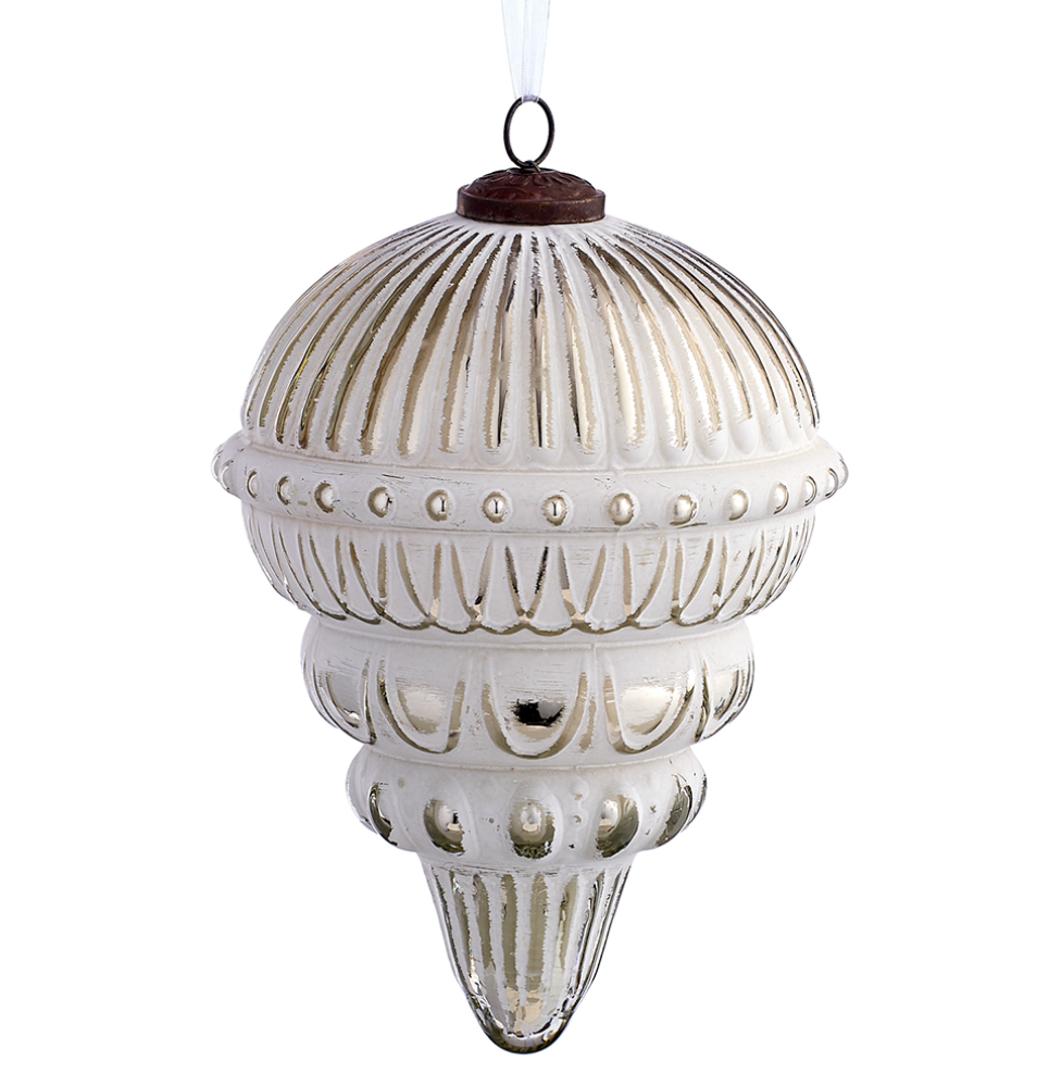 Frosted Glass and Gold Ornament Finial 7.87"