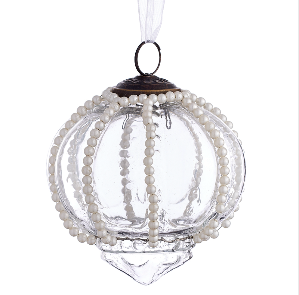 Glass Pearl Ornament Onion 4"