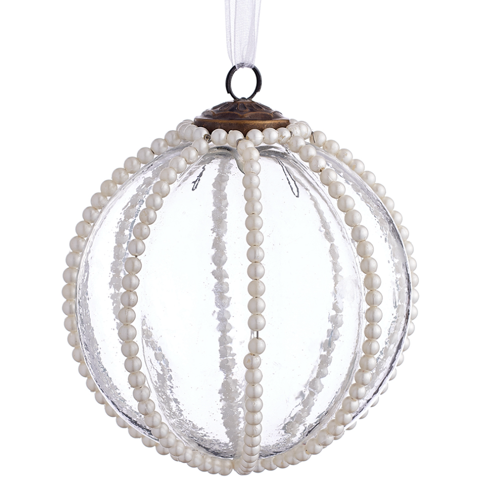 Glass Pearl Ornament Ball 4"
