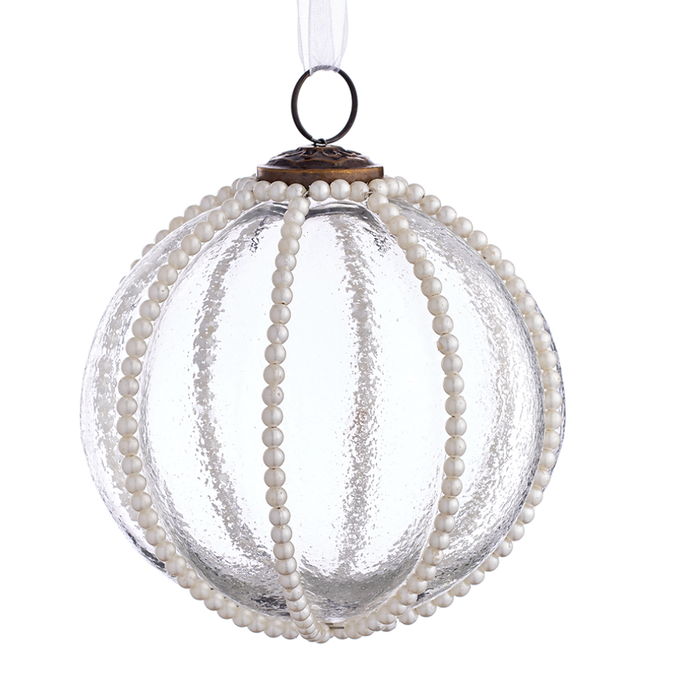Glass Pearl Ornament Ball 5"