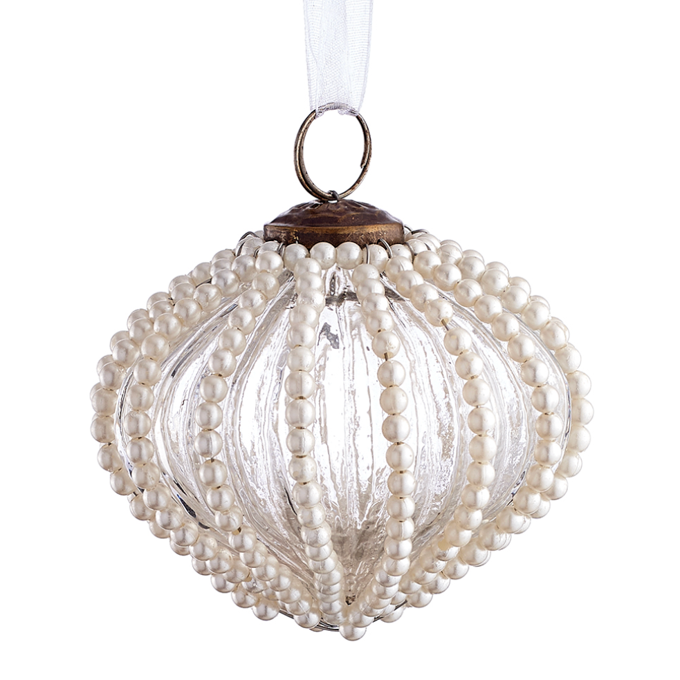 Glass Pearl Ornament Diamond 3"