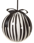 Black and White Striped Ball Ornament 8"
