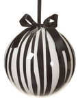 Black and White Striped Ball Ornament 6"