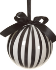 Black and White Striped Ball Ornament 4"