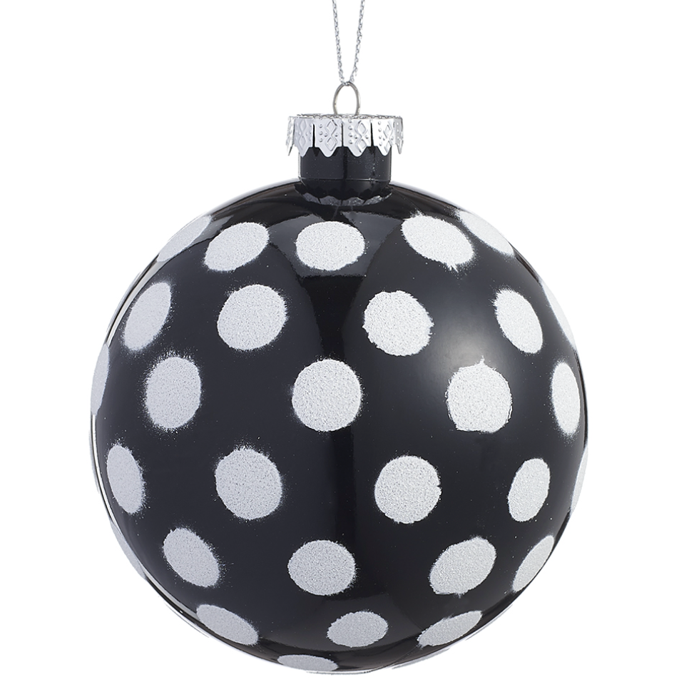 Glitter Ornament with Large Polka Dots 4"