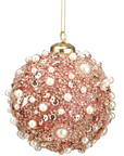 Sequin and Pearl Ball Ornament in Pink Ball