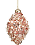 Sequin and Pearl Ball Ornament in Pink Finial