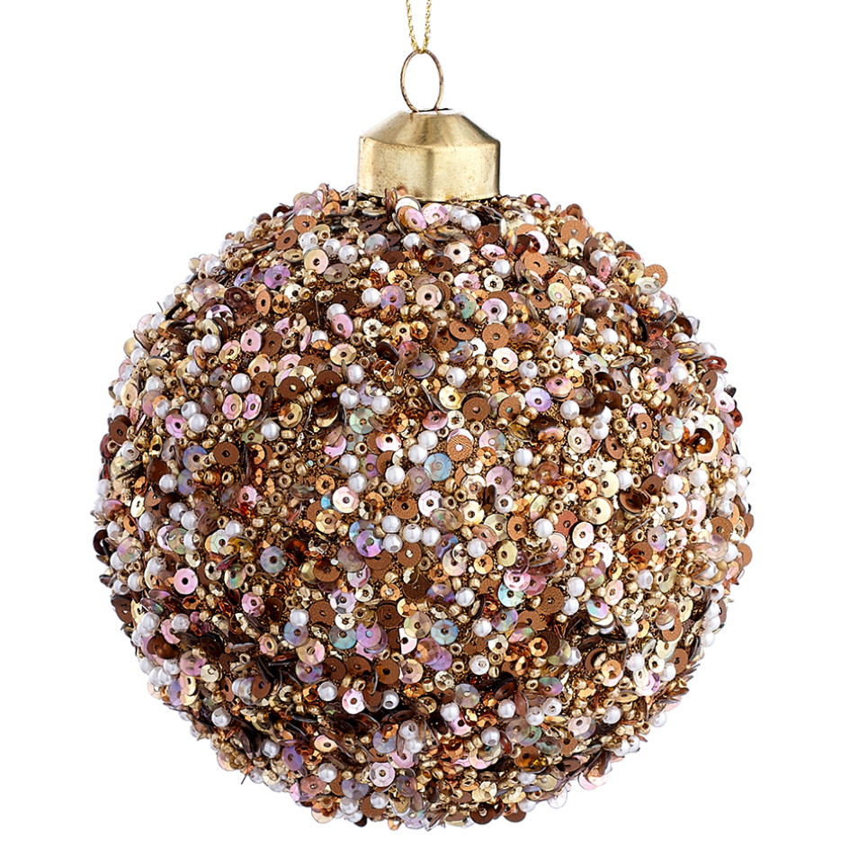 Multicolored Sequin and Pearl Ornament