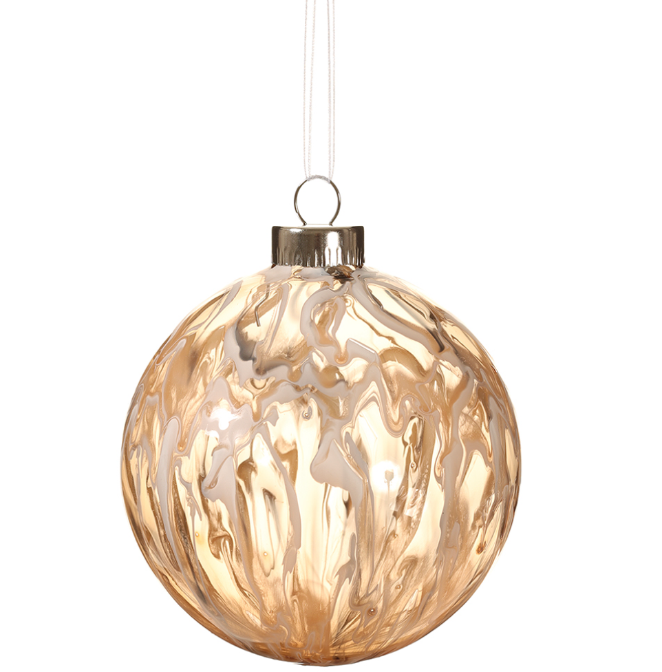 Marbled-Gold Glass Ornament