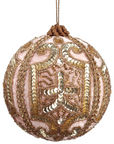 Gold and Pink Zari Ball Ornament 5"
