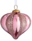 Rose Glass Glitter Ornament Ball 5"
