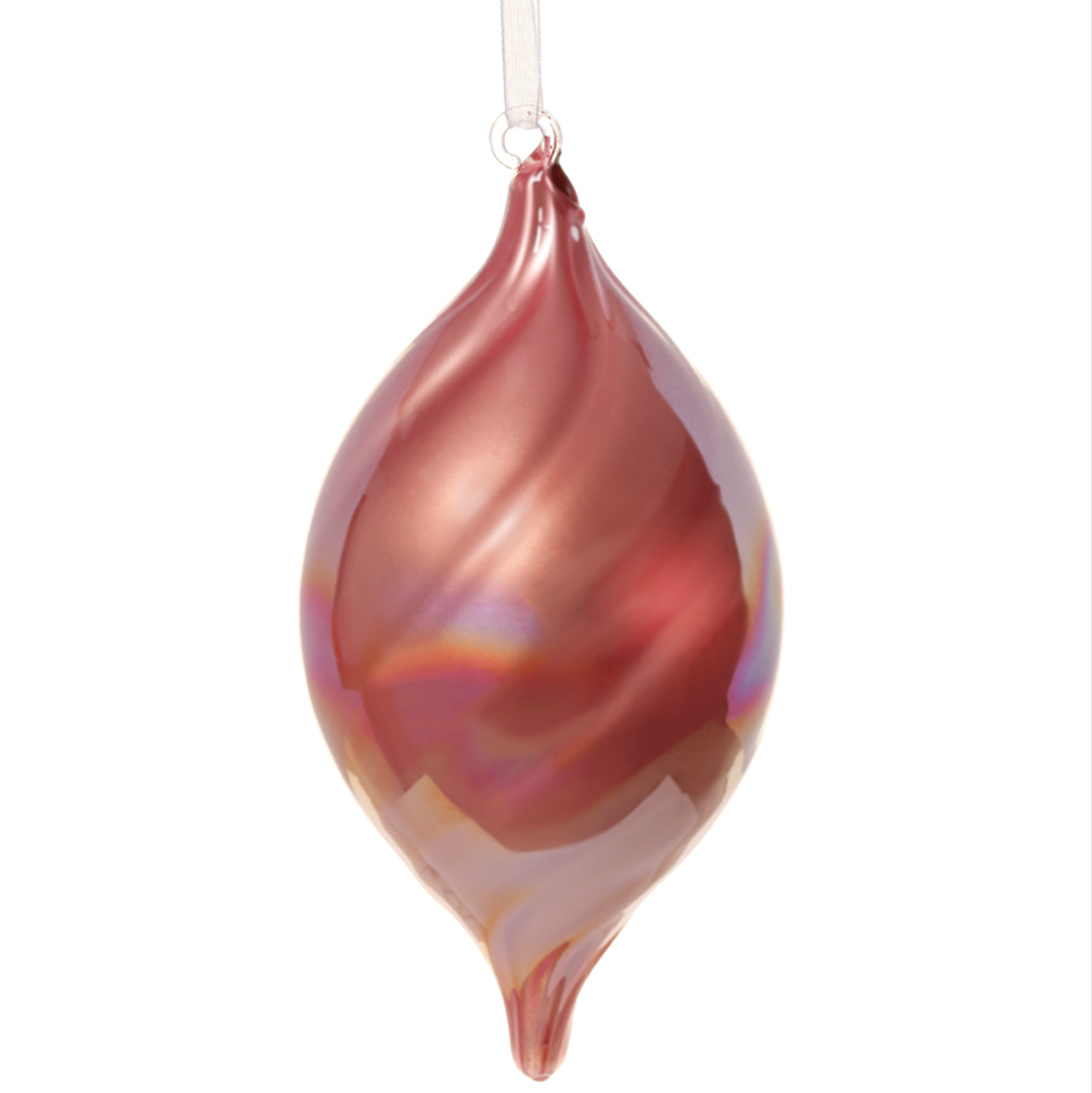Muted-Red Glass Swirl Ornament Finial 6"
