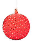 Red Glass Dotted Ornament 6"