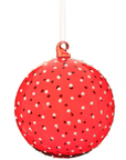 Red Glass Dotted Ornament 4"