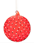Red Glass Dotted Ornament 4.75"