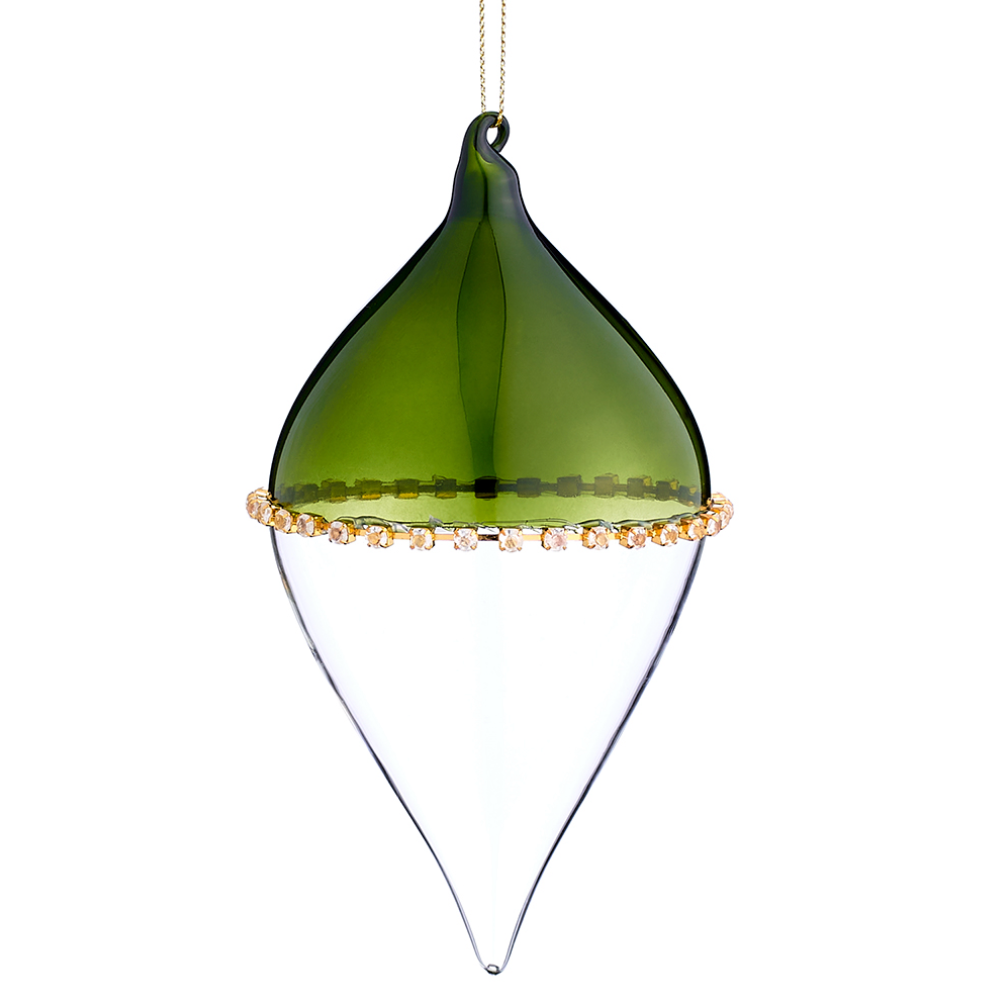 Clear and Green Glass Ornament Finial