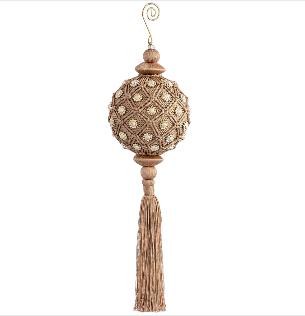Champagne-Gold Embroidered Tassle Ornaments
