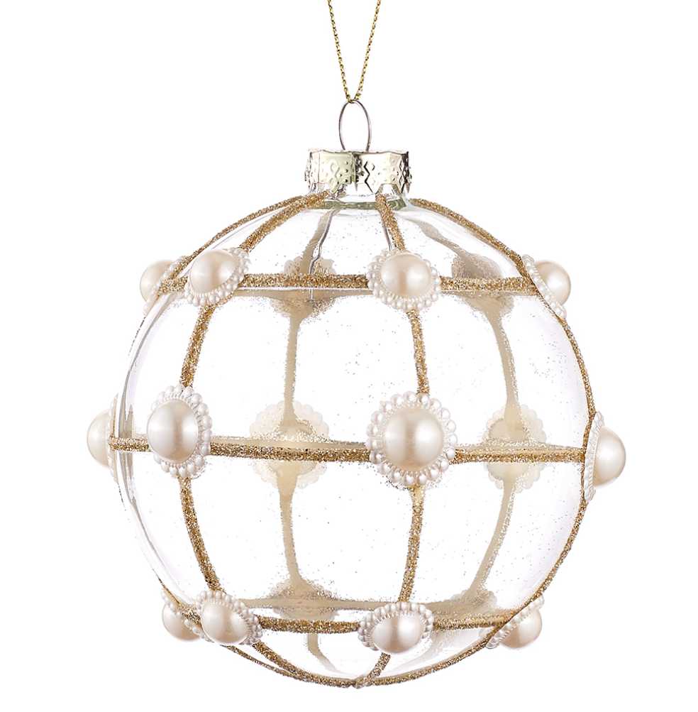 Pearl Glass Ornament Ball 4.5"
