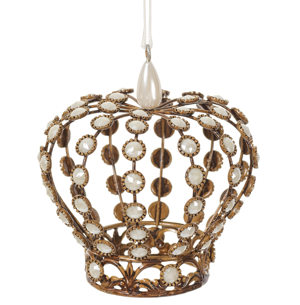 Pearl Crown Ornament 4"