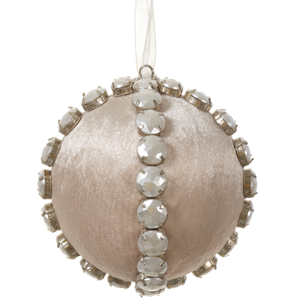 Rhinestone and Pearl Fabric Ornament 4"
