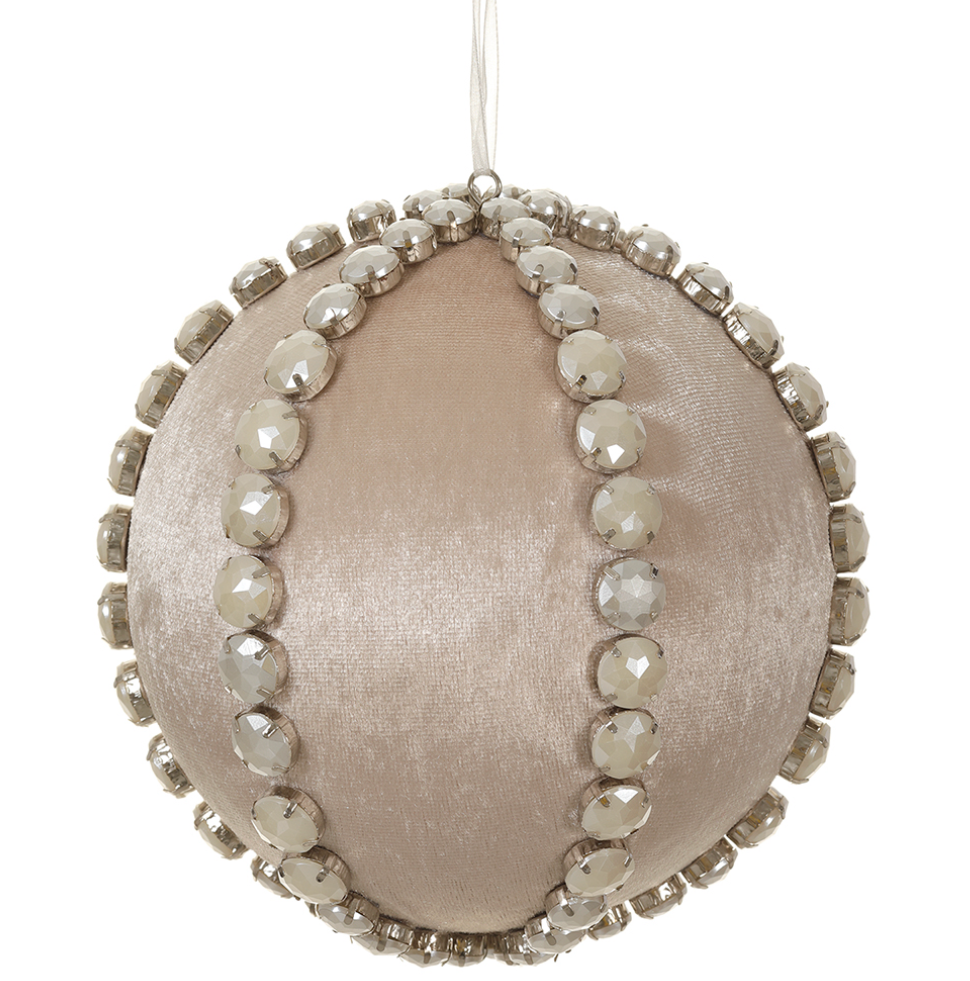 Rhinestone and Pearl Fabric Ornament 6"