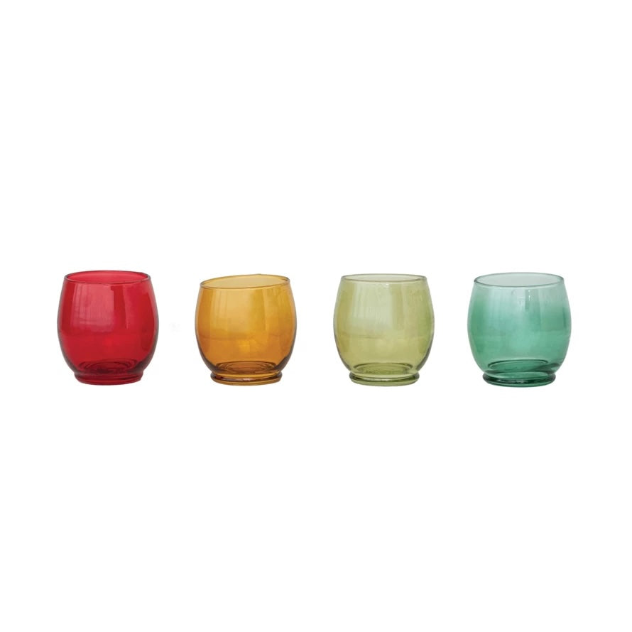 Stemless Wine Glasses — Multicolored Short Glasses Set