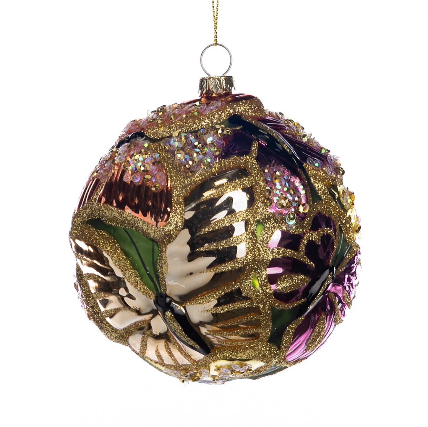 Glass Glitter Butterfly Ornament