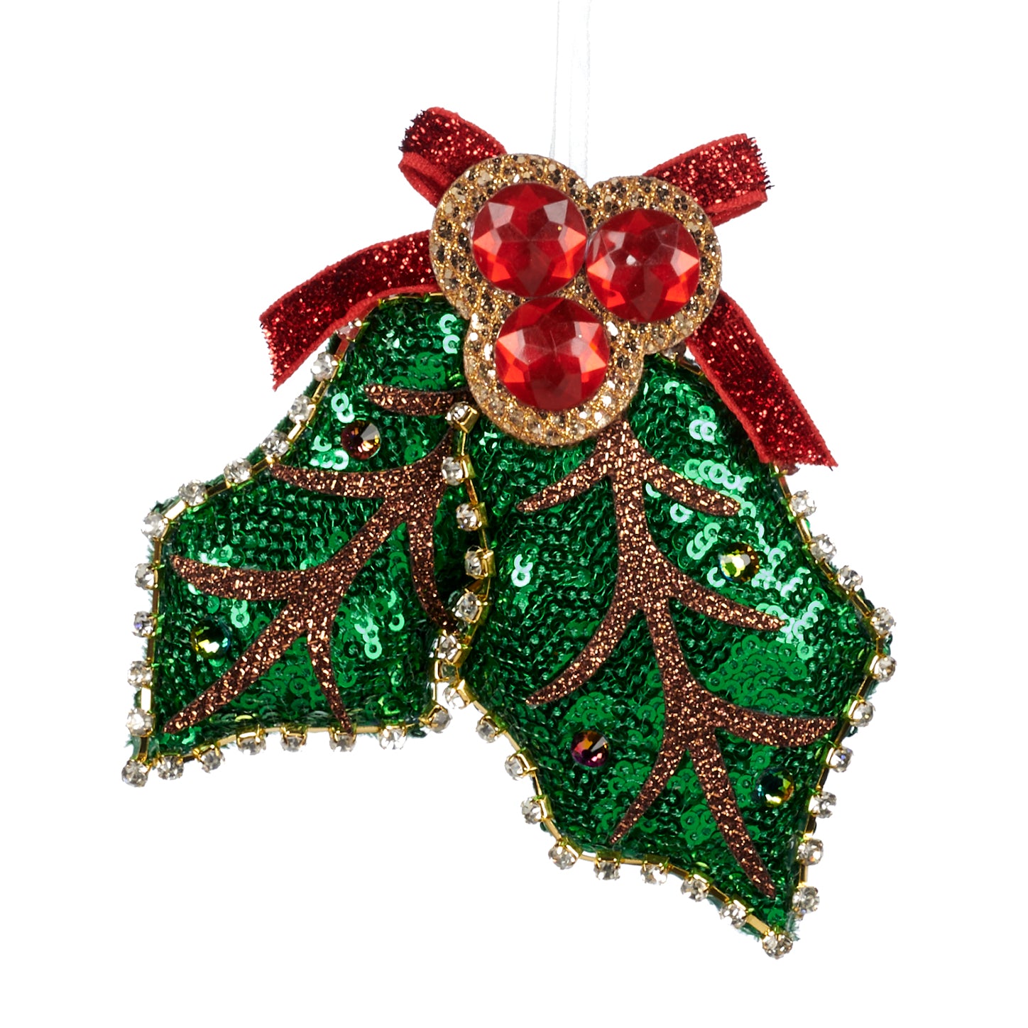Fabric Sequin Holly Berry Ornament