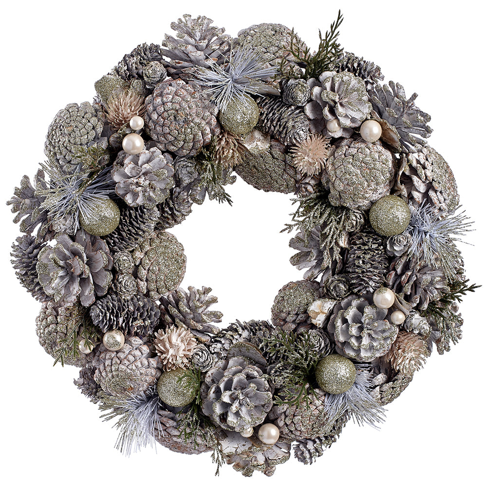 Silver Pinecone Wreath