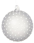 White Glass Dotted Ornament 4"