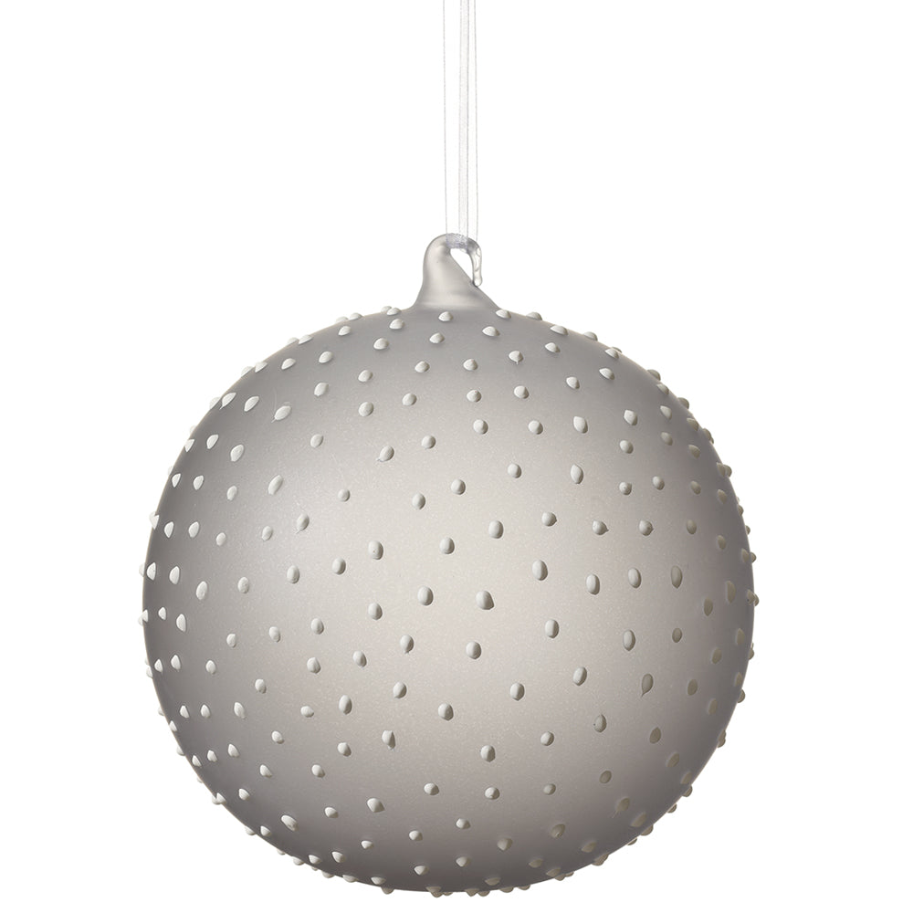 White Glass Dotted Ornament 6"