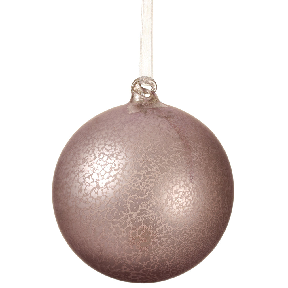 Marbled Pink Glass Ornament 4"